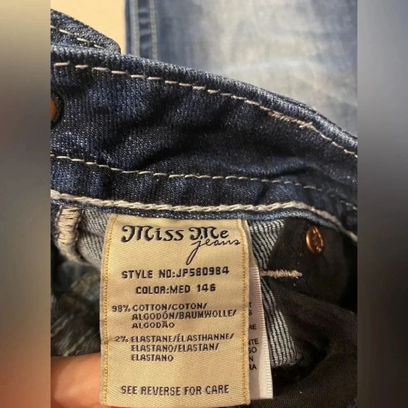 Miss Me Boot Jeans Cross Embellished Back Pocket Sz 27 - Picture 8 of 10